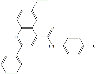 N-(4-chlorophenyl)-6-ethyl-2-phenyl-4-quinolinecarboxamide 结构式