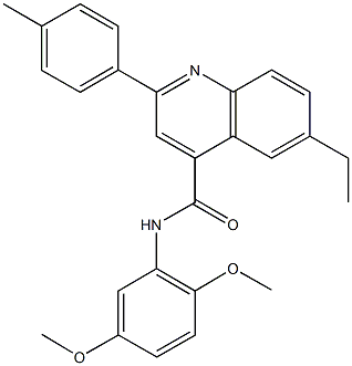 N-(2,5-dimethoxyphenyl)-6-ethyl-2-(4-methylphenyl)-4-quinolinecarboxamide 结构式