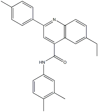 N-(3,4-dimethylphenyl)-6-ethyl-2-(4-methylphenyl)-4-quinolinecarboxamide 结构式