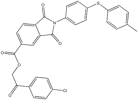 2-(4-chlorophenyl)-2-oxoethyl 2-{4-[(4-methylphenyl)sulfanyl]phenyl}-1,3-dioxo-5-isoindolinecarboxylate 结构式