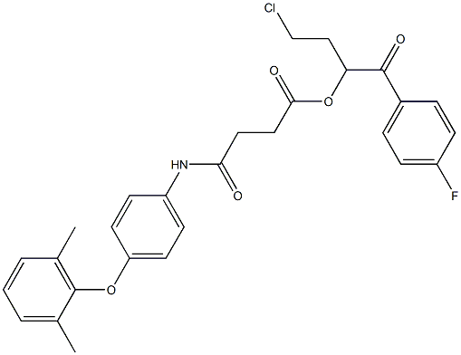 3-chloro-1-(4-fluorobenzoyl)propyl 4-[4-(2,6-dimethylphenoxy)anilino]-4-oxobutanoate 结构式