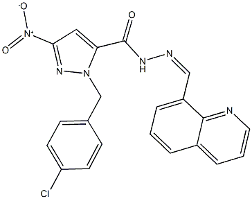 1-(4-chlorobenzyl)-3-nitro-N'-(8-quinolinylmethylene)-1H-pyrazole-5-carbohydrazide 结构式