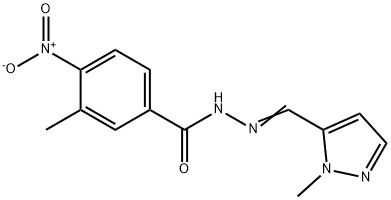 4-nitro-3-methyl-N'-[(1-methyl-1H-pyrazol-5-yl)methylene]benzohydrazide 结构式