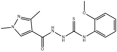 2-[(1,3-dimethyl-1H-pyrazol-4-yl)carbonyl]-N-(2-methoxyphenyl)hydrazinecarbothioamide 结构式