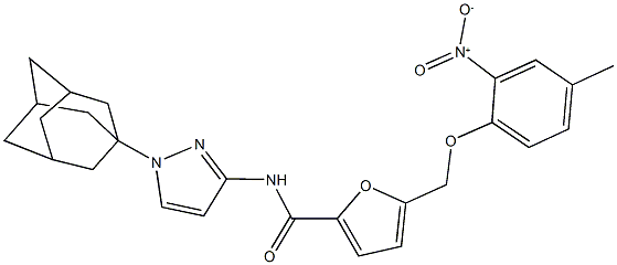 N-[1-(1-adamantyl)-1H-pyrazol-3-yl]-5-({2-nitro-4-methylphenoxy}methyl)-2-furamide 结构式