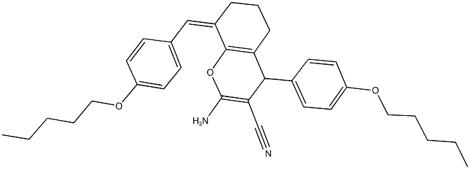 2-amino-8-[4-(pentyloxy)benzylidene]-4-[4-(pentyloxy)phenyl]-5,6,7,8-tetrahydro-4H-chromene-3-carbonitrile 结构式