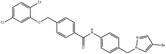 N-{4-[(4-bromo-1H-pyrazol-1-yl)methyl]phenyl}-4-[(2,5-dichlorophenoxy)methyl]benzamide 结构式