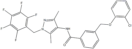 3-[(2-chlorophenoxy)methyl]-N-[3,5-dimethyl-1-(2,3,4,5,6-pentafluorobenzyl)-1H-pyrazol-4-yl]benzamide 结构式