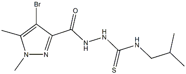 2-[(4-bromo-1,5-dimethyl-1H-pyrazol-3-yl)carbonyl]-N-isobutylhydrazinecarbothioamide 结构式
