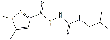 2-[(1,5-dimethyl-1H-pyrazol-3-yl)carbonyl]-N-isobutylhydrazinecarbothioamide 结构式