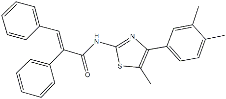 N-[4-(3,4-dimethylphenyl)-5-methyl-1,3-thiazol-2-yl]-2,3-diphenylacrylamide 结构式