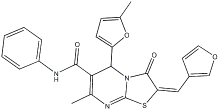 2-(3-furylmethylene)-7-methyl-5-(5-methyl-2-furyl)-3-oxo-N-phenyl-2,3-dihydro-5H-[1,3]thiazolo[3,2-a]pyrimidine-6-carboxamide 结构式