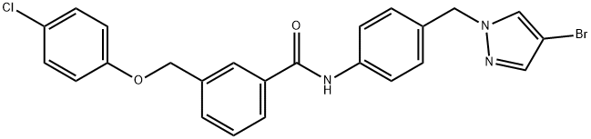 N-{4-[(4-bromo-1H-pyrazol-1-yl)methyl]phenyl}-3-[(4-chlorophenoxy)methyl]benzamide 结构式