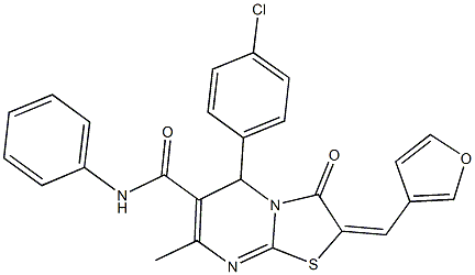 5-(4-chlorophenyl)-2-(3-furylmethylene)-7-methyl-3-oxo-N-phenyl-2,3-dihydro-5H-[1,3]thiazolo[3,2-a]pyrimidine-6-carboxamide 结构式