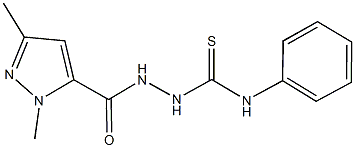 2-[(1,3-dimethyl-1H-pyrazol-5-yl)carbonyl]-N-phenylhydrazinecarbothioamide 结构式