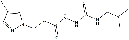 N-isobutyl-2-[3-(4-methyl-1H-pyrazol-1-yl)propanoyl]hydrazinecarbothioamide 结构式