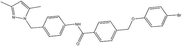 4-[(4-bromophenoxy)methyl]-N-{4-[(3,5-dimethyl-1H-pyrazol-1-yl)methyl]phenyl}benzamide 结构式