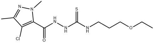 2-[(4-chloro-1,3-dimethyl-1H-pyrazol-5-yl)carbonyl]-N-(3-ethoxypropyl)hydrazinecarbothioamide 结构式