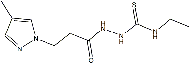 N-ethyl-2-[3-(4-methyl-1H-pyrazol-1-yl)propanoyl]hydrazinecarbothioamide 结构式