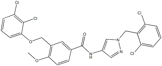 N-[1-(2,6-dichlorobenzyl)-1H-pyrazol-4-yl]-3-[(2,3-dichlorophenoxy)methyl]-4-methoxybenzamide 结构式