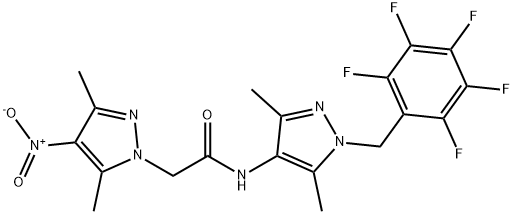 N-[3,5-dimethyl-1-(2,3,4,5,6-pentafluorobenzyl)-1H-pyrazol-4-yl]-2-{4-nitro-3,5-dimethyl-1H-pyrazol-1-yl}acetamide 结构式