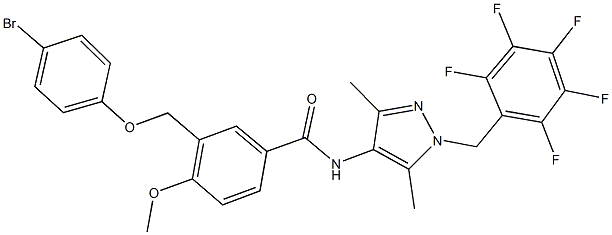 3-[(4-bromophenoxy)methyl]-N-[3,5-dimethyl-1-(2,3,4,5,6-pentafluorobenzyl)-1H-pyrazol-4-yl]-4-methoxybenzamide 结构式