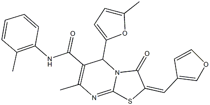 2-(3-furylmethylene)-7-methyl-5-(5-methyl-2-furyl)-N-(2-methylphenyl)-3-oxo-2,3-dihydro-5H-[1,3]thiazolo[3,2-a]pyrimidine-6-carboxamide 结构式