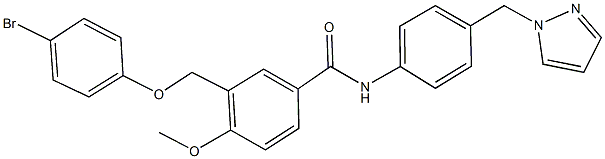 3-[(4-bromophenoxy)methyl]-4-methoxy-N-[4-(1H-pyrazol-1-ylmethyl)phenyl]benzamide 结构式