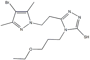 5-[2-(4-bromo-3,5-dimethyl-1H-pyrazol-1-yl)ethyl]-4-(3-ethoxypropyl)-4H-1,2,4-triazole-3-thiol 结构式