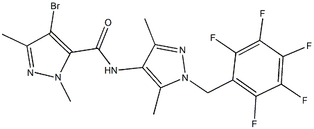 4-bromo-N-[3,5-dimethyl-1-(2,3,4,5,6-pentafluorobenzyl)-1H-pyrazol-4-yl]-1,3-dimethyl-1H-pyrazole-5-carboxamide 结构式