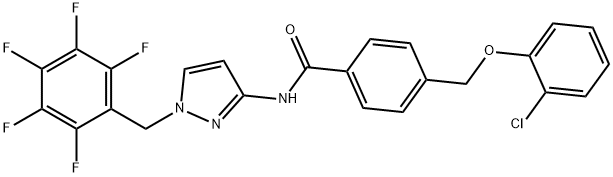 4-[(2-chlorophenoxy)methyl]-N-[1-(2,3,4,5,6-pentafluorobenzyl)-1H-pyrazol-3-yl]benzamide 结构式