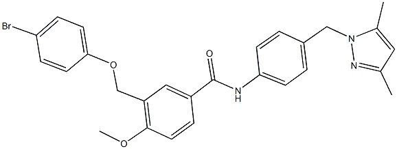 3-[(4-bromophenoxy)methyl]-N-{4-[(3,5-dimethyl-1H-pyrazol-1-yl)methyl]phenyl}-4-methoxybenzamide 结构式