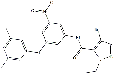 4-bromo-N-{3-(3,5-dimethylphenoxy)-5-nitrophenyl}-1-ethyl-1H-pyrazole-5-carboxamide 结构式