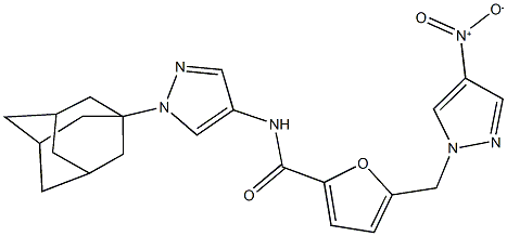 N-[1-(1-adamantyl)-1H-pyrazol-4-yl]-5-({4-nitro-1H-pyrazol-1-yl}methyl)-2-furamide 结构式