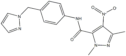 4-nitro-1,3-dimethyl-N-[4-(1H-pyrazol-1-ylmethyl)phenyl]-1H-pyrazole-5-carboxamide 结构式