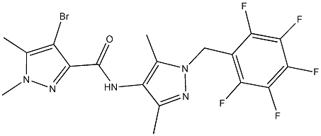 4-bromo-N-[3,5-dimethyl-1-(2,3,4,5,6-pentafluorobenzyl)-1H-pyrazol-4-yl]-1,5-dimethyl-1H-pyrazole-3-carboxamide 结构式