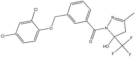 1-{3-[(2,4-dichlorophenoxy)methyl]benzoyl}-3-methyl-5-(trifluoromethyl)-4,5-dihydro-1H-pyrazol-5-ol 结构式