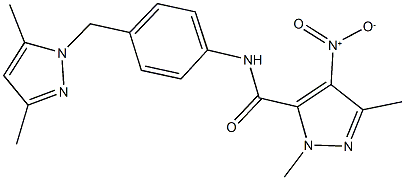 N-{4-[(3,5-dimethyl-1H-pyrazol-1-yl)methyl]phenyl}-4-nitro-1,3-dimethyl-1H-pyrazole-5-carboxamide 结构式