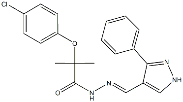 2-(4-chlorophenoxy)-2-methyl-N'-[(3-phenyl-1H-pyrazol-4-yl)methylene]propanohydrazide 结构式