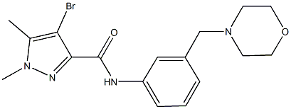 4-bromo-1,5-dimethyl-N-[3-(4-morpholinylmethyl)phenyl]-1H-pyrazole-3-carboxamide 结构式