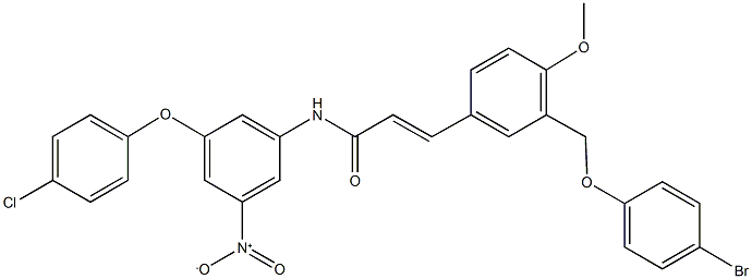 3-{3-[(4-bromophenoxy)methyl]-4-methoxyphenyl}-N-{3-(4-chlorophenoxy)-5-nitrophenyl}acrylamide 结构式