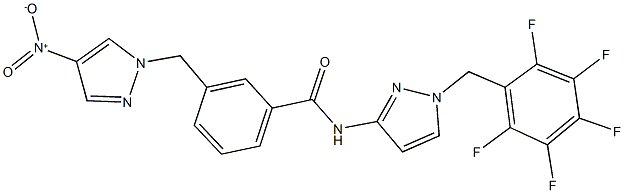 3-({4-nitro-1H-pyrazol-1-yl}methyl)-N-[1-(2,3,4,5,6-pentafluorobenzyl)-1H-pyrazol-3-yl]benzamide 结构式