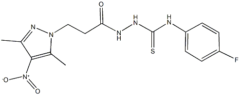 N-(4-fluorophenyl)-2-(3-{4-nitro-3,5-dimethyl-1H-pyrazol-1-yl}propanoyl)hydrazinecarbothioamide 结构式