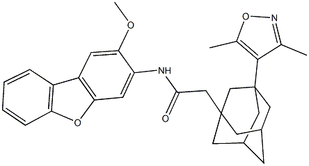 2-[3-(3,5-dimethyl-4-isoxazolyl)-1-adamantyl]-N-(2-methoxydibenzo[b,d]furan-3-yl)acetamide 结构式