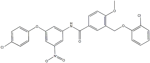 N-{3-(4-chlorophenoxy)-5-nitrophenyl}-3-[(2-chlorophenoxy)methyl]-4-methoxybenzamide 结构式