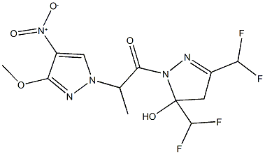 3,5-bis(difluoromethyl)-1-(2-{4-nitro-3-methoxy-1H-pyrazol-1-yl}propanoyl)-4,5-dihydro-1H-pyrazol-5-ol 结构式