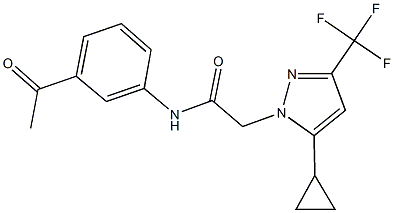 N-(3-acetylphenyl)-2-[5-cyclopropyl-3-(trifluoromethyl)-1H-pyrazol-1-yl]acetamide 结构式