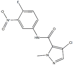 4-chloro-N-{4-fluoro-3-nitrophenyl}-1-methyl-1H-pyrazole-5-carboxamide 结构式