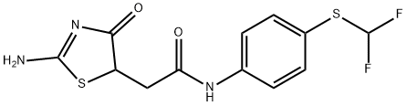 N-{4-[(difluoromethyl)sulfanyl]phenyl}-2-(2-imino-4-oxo-1,3-thiazolidin-5-yl)acetamide 结构式