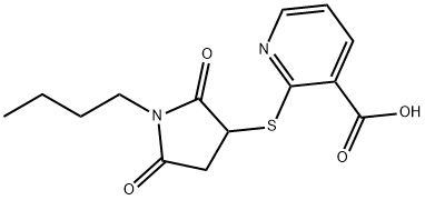 2-[(1-butyl-2,5-dioxo-3-pyrrolidinyl)sulfanyl]nicotinic acid 结构式